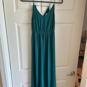 Loft green maxi dress size 0